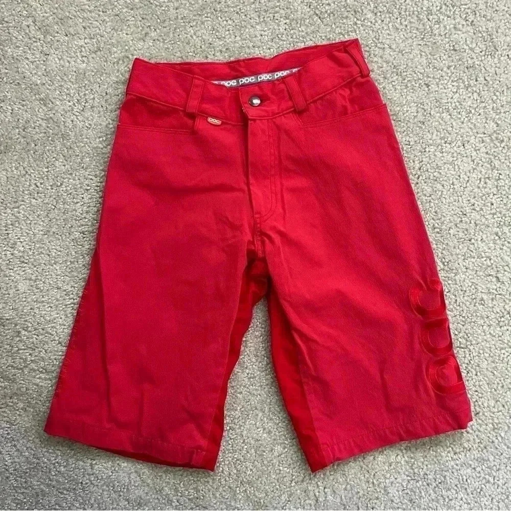 POC Sweden Men Mountain Biking Shorts Red Size XS 12.5” Inseam Outdoor Active.
